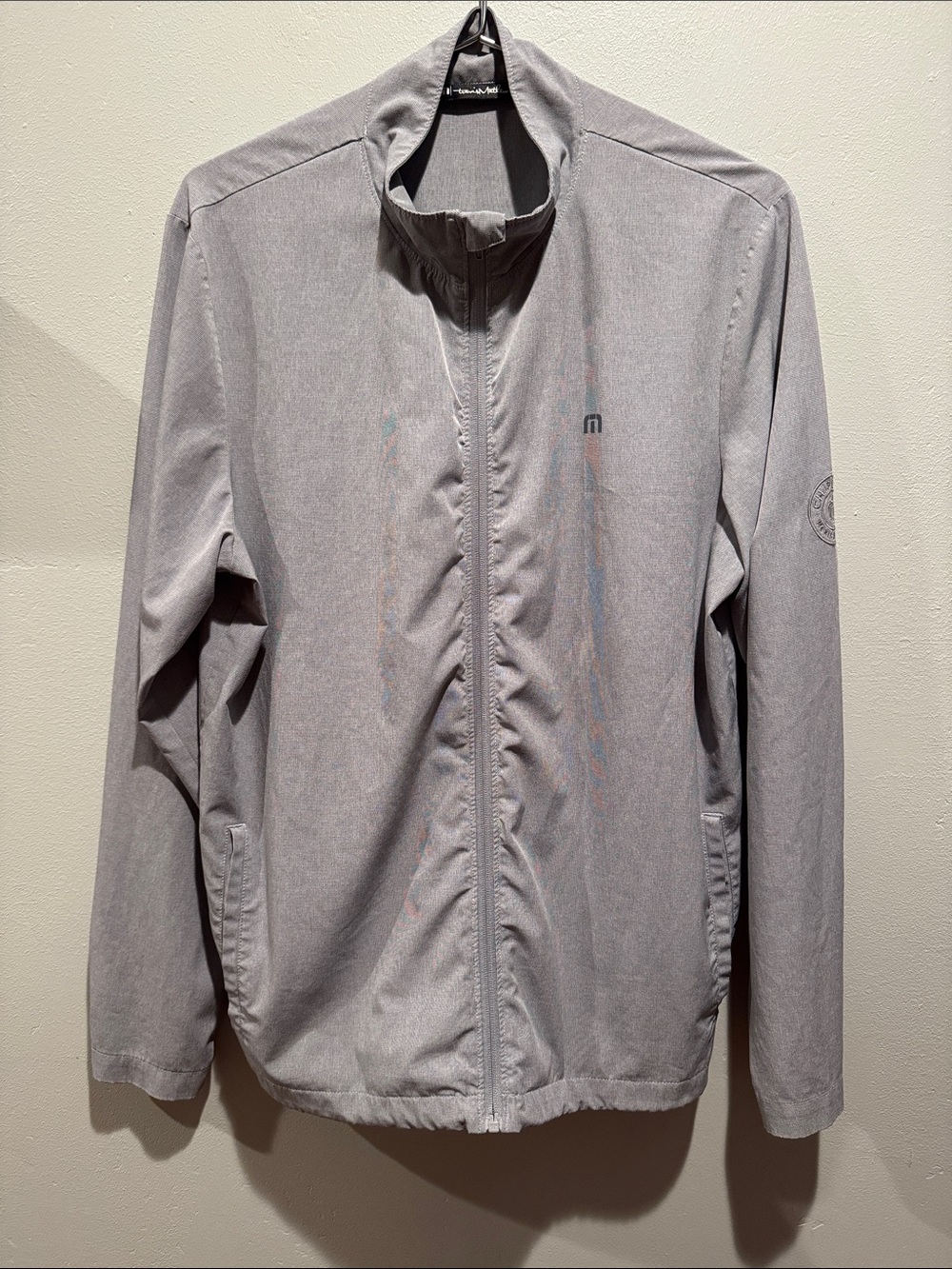Travis Mathew Men's Lightweight Light Gray Full-Zip Zip Up Jacket